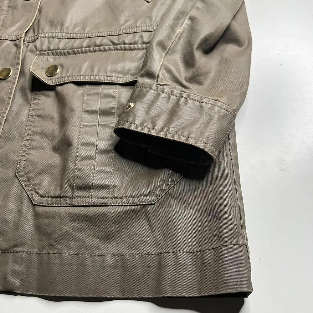 J.Crew Jacket Mens Small Brown Hooded Parka Full Zip Lined Pockets‎ Casual